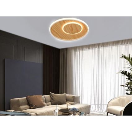 Iluminação de teto LED com regulação LED/65W/230V 3000-6500K castanho + comando