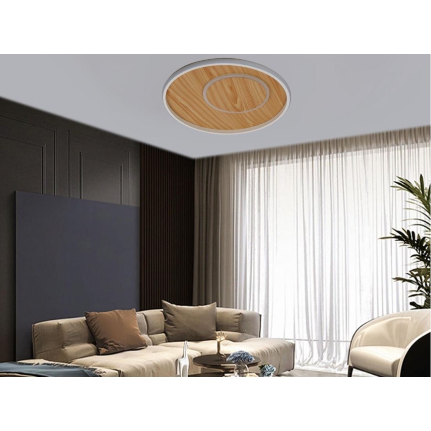 Iluminação de teto LED com regulação LED/65W/230V 3000-6500K castanho + comando