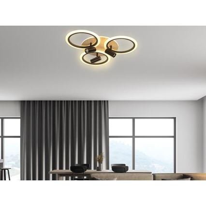 Iluminação de teto LED com regulação LED/70W/230V 3000-6500K preto/castanho + comando