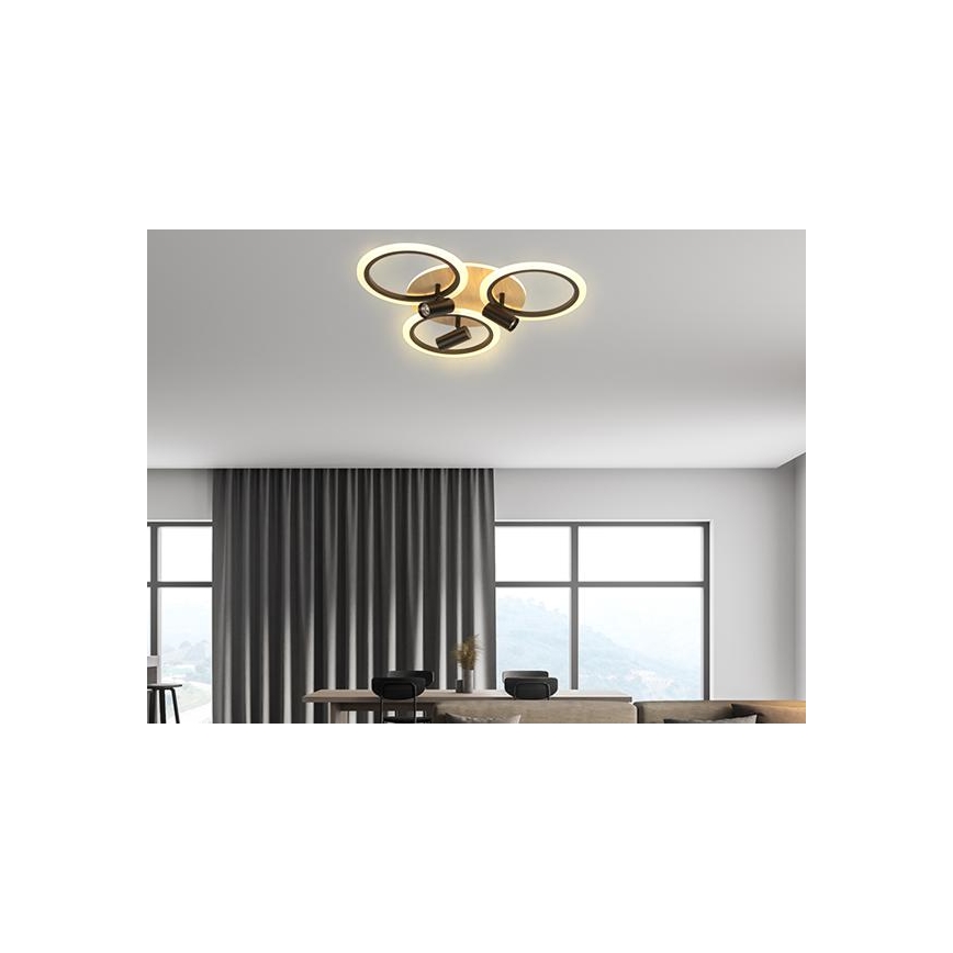 Iluminação de teto LED com regulação LED/70W/230V 3000-6500K preto/castanho + comando