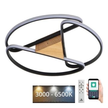 Iluminação de teto LED com regulação LED/75W/230V 3000-6500K castanho/preto + comando