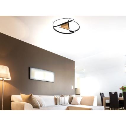 Iluminação de teto LED com regulação LED/75W/230V 3000-6500K castanho/preto + comando