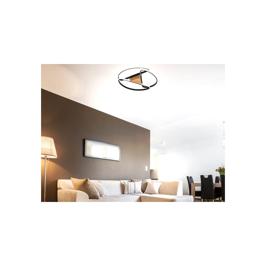 Iluminação de teto LED com regulação LED/75W/230V 3000-6500K castanho/preto + comando