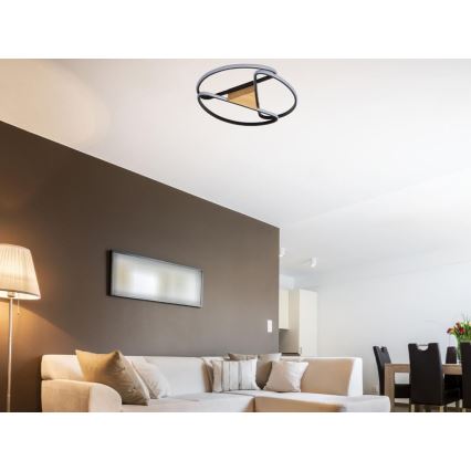 Iluminação de teto LED com regulação LED/75W/230V 3000-6500K castanho/preto + comando