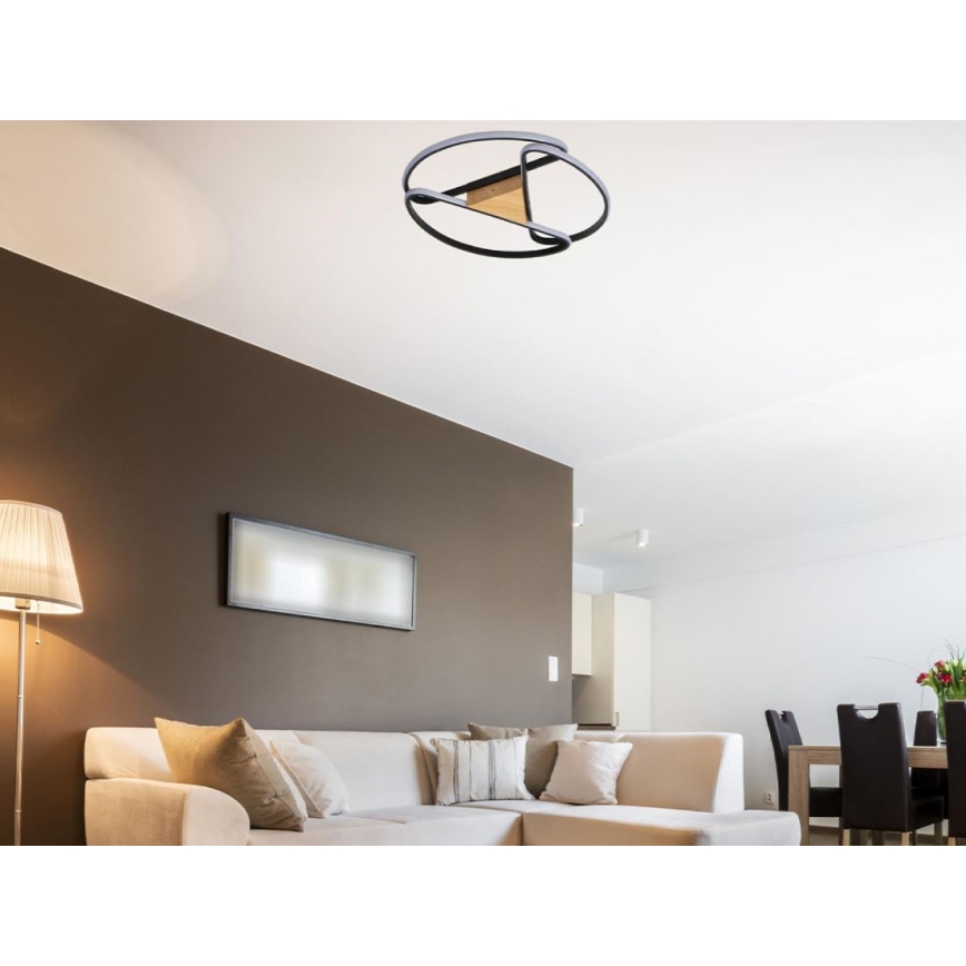 Iluminação de teto LED com regulação LED/75W/230V 3000-6500K castanho/preto + comando