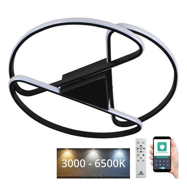Iluminação de teto LED com regulação LED/75W/230V 3000-6500K preto + comando