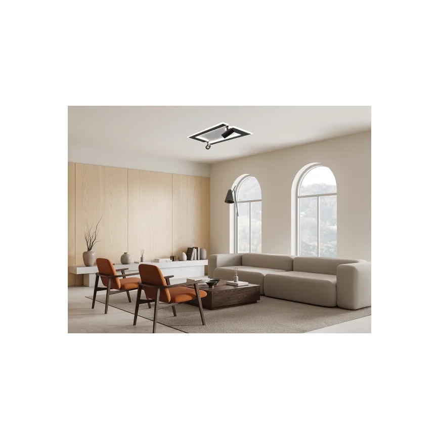 Iluminação de teto LED com regulação LED/80W/230V 3000-6500K preto + comando