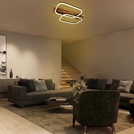 Iluminação de teto LED com regulação LED/95W/230V 3000-6500K carvalho + comando