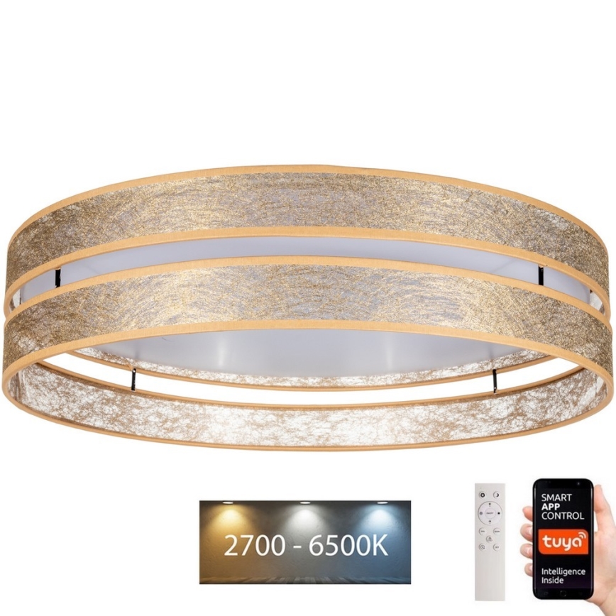 Iluminação de teto LED com regulação LIMA LED/36W/230V 2700-6500K Wi-Fi Tuya + controlo remoto dourada