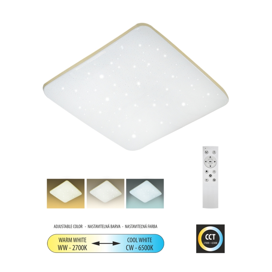 Iluminação de teto LED com regulação MANA LED/36W/230V 2700-6500K 43x43 cm + comando