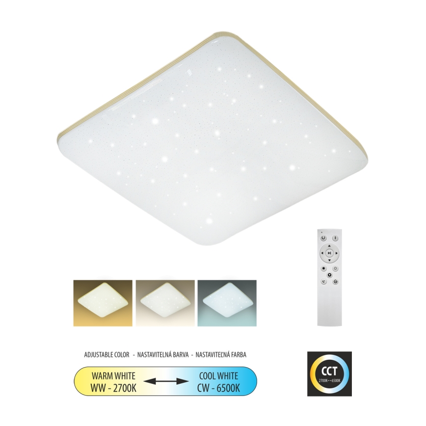 Iluminação de teto LED com regulação MANA LED/60W/230V 2700-6500K 53x53 cm + comando
