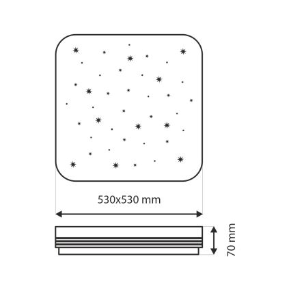 Iluminação de teto LED com regulação MANA LED/60W/230V 2700-6500K 53x53 cm + comando