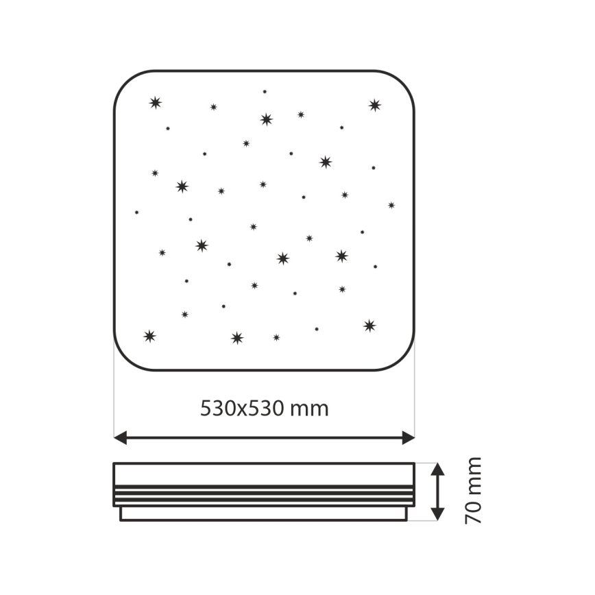 Iluminação de teto LED com regulação MANA LED/60W/230V 2700-6500K 53x53 cm + comando