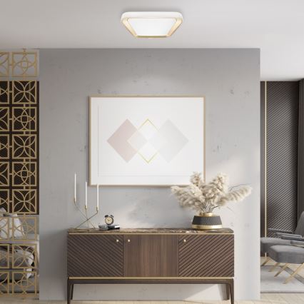 Iluminação de teto LED com regulação QUADRO LED/38W/230V 3000-6000K branco/dourado + controlo remoto