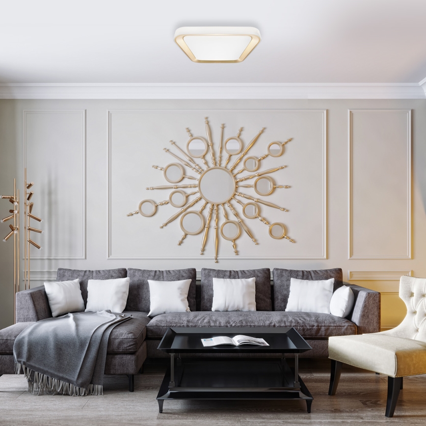 Iluminação de teto LED com regulação QUADRO LED/38W/230V 3000-6000K branco/dourado + controlo remoto