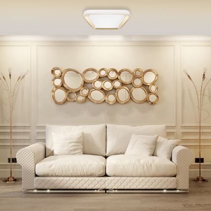 Iluminação de teto LED com regulação QUADRO LED/66W/230V 3000-6000K branco/dourado + controlo remoto
