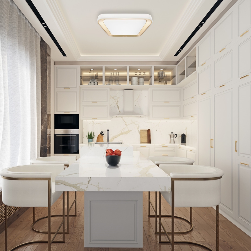 Iluminação de teto LED com regulação QUADRO LED/66W/230V 3000-6000K branco/dourado + controlo remoto