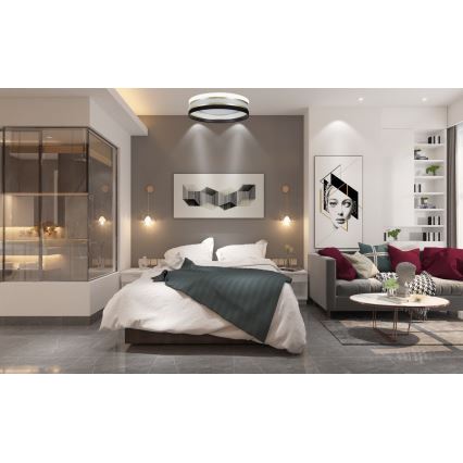 Iluminação de teto LED com regulação SMART CORAL GOLD LED/24W/230V preto/branco + controlo remoto