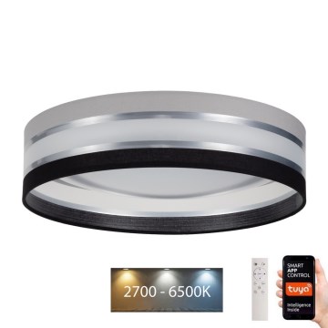 Iluminação de teto LED com regulação SMART CORAL LED/24W/230V Wi-Fi Tuya preto/cinzento + controlo remoto