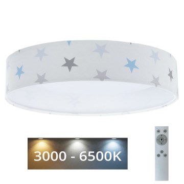 Iluminação de teto LED com regulação SMART GALAXY KIDS LED/24W/230V 3000-6500K estrelas branco/cinzento/azul + controlo remoto