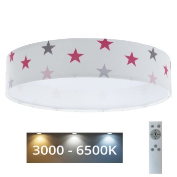 Iluminação de teto LED com regulação SMART GALAXY KIDS LED/24W/230V 3000-6500K estrelas branco/rosa/cinzento + controlo remoto