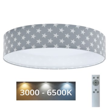 Iluminação de teto LED com regulação SMART GALAXY KIDS LED/24W/230V 3000-6500K estrelas cinzento/branco + controlo remoto