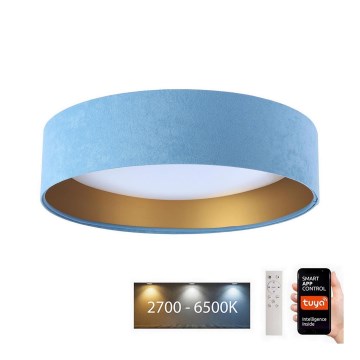 Iluminação de teto LED com regulação SMART GALAXY LED/24W/230V d. 45 cm 2700-6500K Wi-Fi Tuya azul/dourado + controlo remoto
