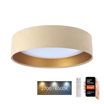 Iluminação de teto LED com regulação SMART GALAXY LED/24W/230V d. 45 cm 2700-6500K Wi-Fi Tuya bege/dourado + controlo remoto