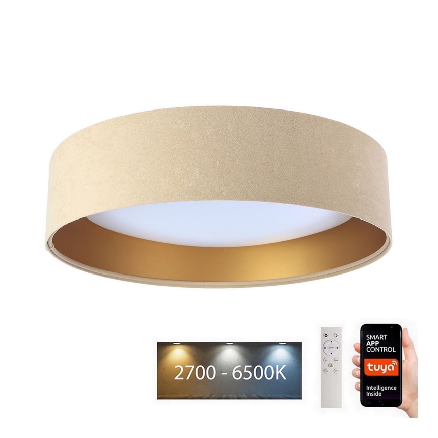 Iluminação de teto LED com regulação SMART GALAXY LED/24W/230V d. 45 cm 2700-6500K Wi-Fi Tuya bege/dourado + controlo remoto