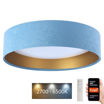 Iluminação de teto LED com regulação SMART GALAXY LED/36W/230V d. 55 cm 2700-6500K Wi-Fi Tuya azul/dourado + controlo remoto