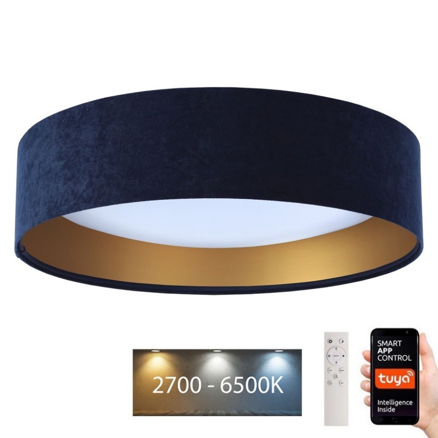 Iluminação de teto LED com regulação SMART GALAXY LED/36W/230V d. 55 cm 2700-6500K Wi-Fi Tuya azul/dourado + controlo remoto