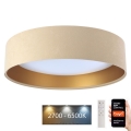 Iluminação de teto LED com regulação SMART GALAXY LED/36W/230V d. 55 cm 2700-6500K Wi-Fi Tuya bege/dourado + controlo remoto