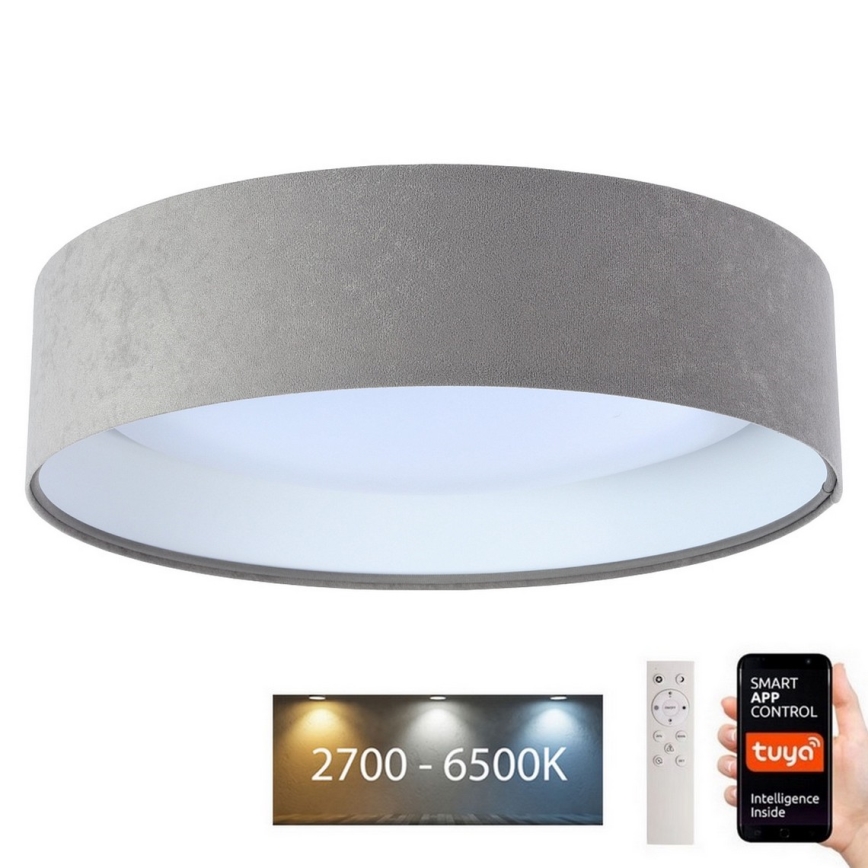 Iluminação de teto LED com regulação SMART GALAXY LED/36W/230V d. 55 cm 2700-6500K Wi-Fi Tuya cinzento/branco + controlo remoto