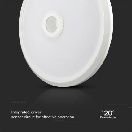 Iluminação de teto LED com sensor SAMSUNG CHIP LED/12W/230V 3000/4000/6000K diâmetro 29 cm branco