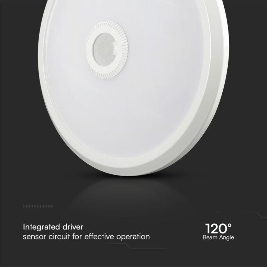 Iluminação de teto LED com sensor SAMSUNG CHIP LED/12W/230V 3000/4000/6000K diâmetro 29 cm branco