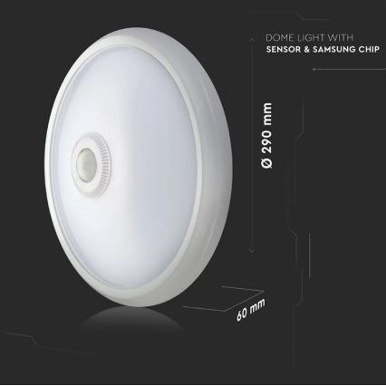 Iluminação de teto LED com sensor SAMSUNG CHIP LED/12W/230V 4000K