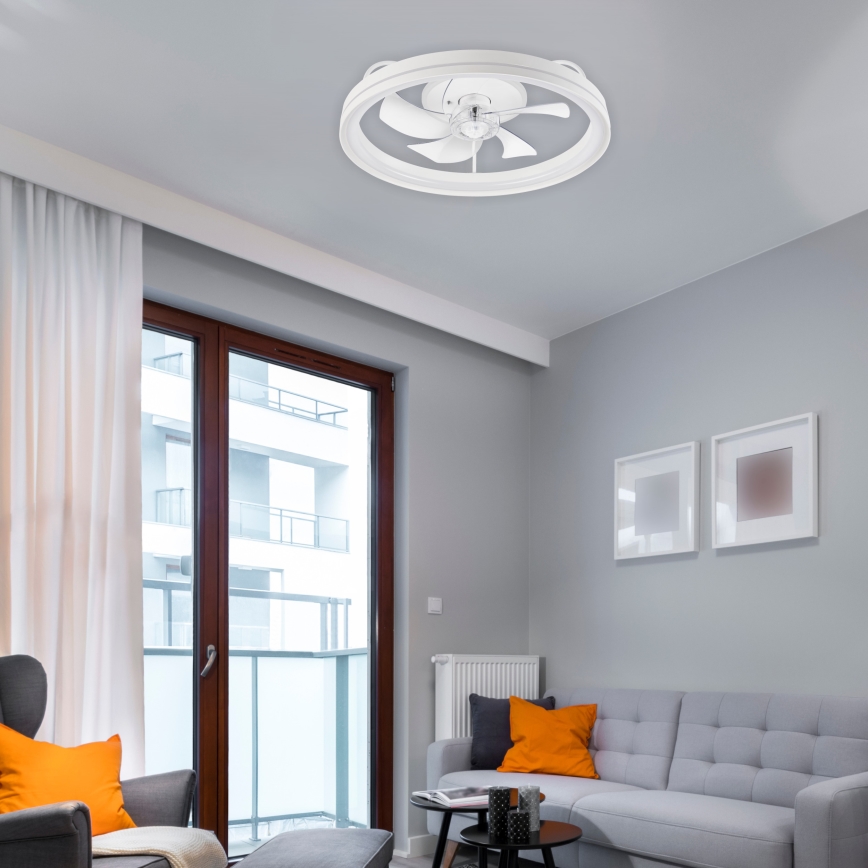 Iluminação de teto LED com regulação e ventoinha FARGO LED/37W/230V branco + comando