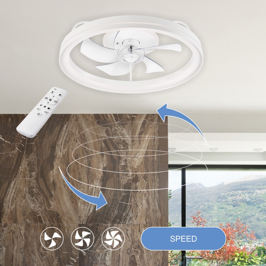 Iluminação de teto LED com regulação e ventoinha FARGO LED/37W/230V branco + comando