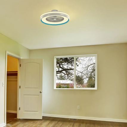Iluminação de teto LED com uma ventoinha LED/45W/230V 3000/4000/6500K azul + comando