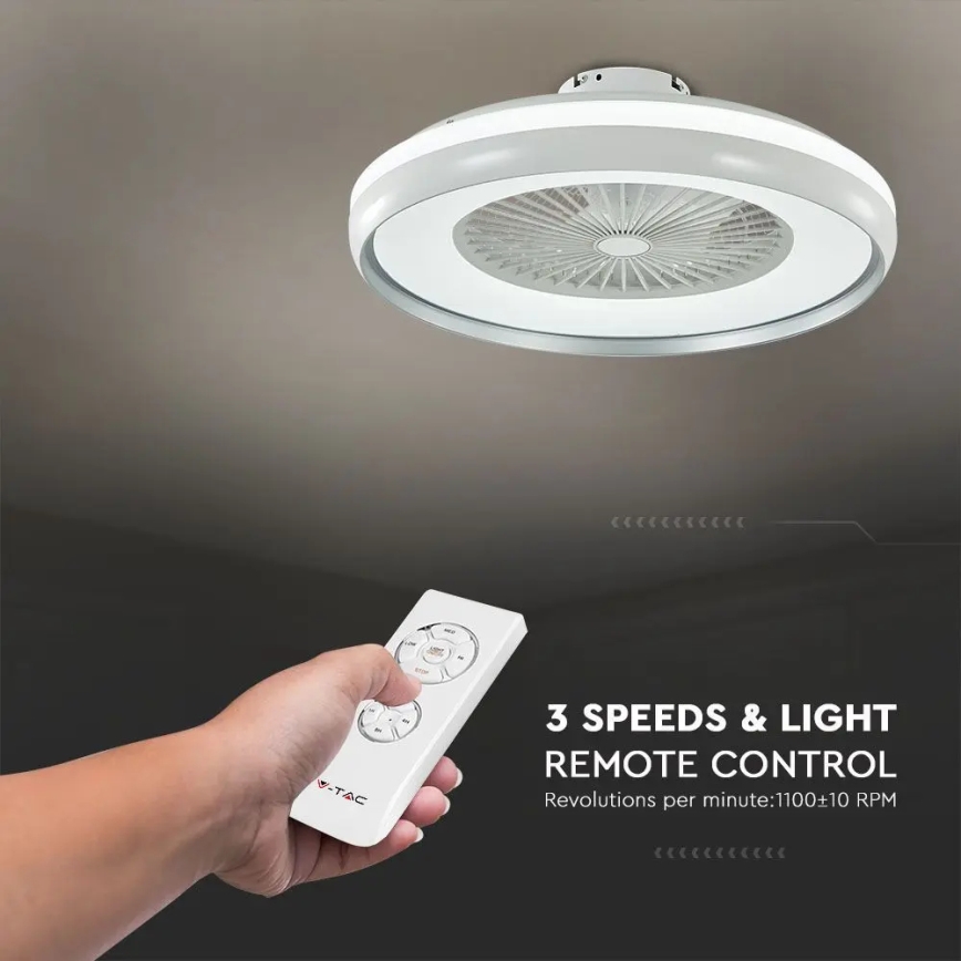 Iluminação de teto LED com uma ventoinha LED/45W/230V 3000/4000/6500K cinzento + comando