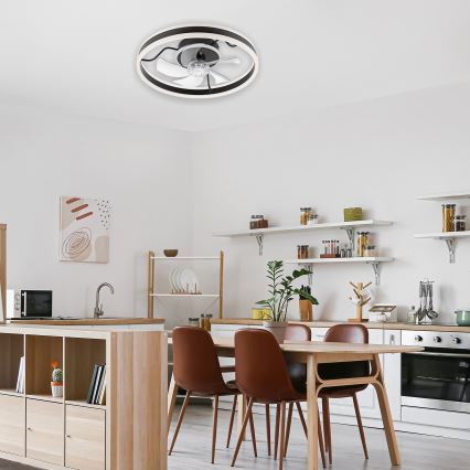Iluminação de teto LED com regulação e ventoinha APOLLO LED/38W/230V preto + comando