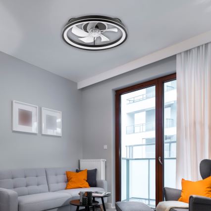 Iluminação de teto LED com regulação e ventoinha FARGO LED/37W/230V preto + comando
