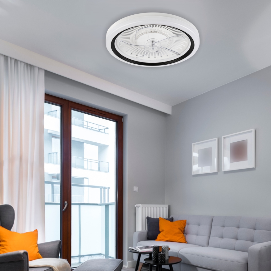 Iluminação de teto LED com regulação e ventoinha GEMMA LED/37W/230V branco + comando
