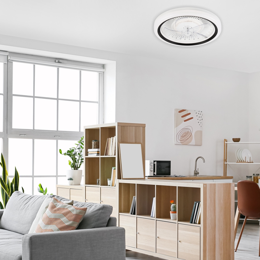 Iluminação de teto LED com regulação e ventoinha GEMMA LED/37W/230V branco + comando