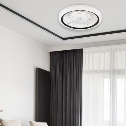 Iluminação de teto LED com regulação e ventoinha GEMMA LED/37W/230V branco + comando