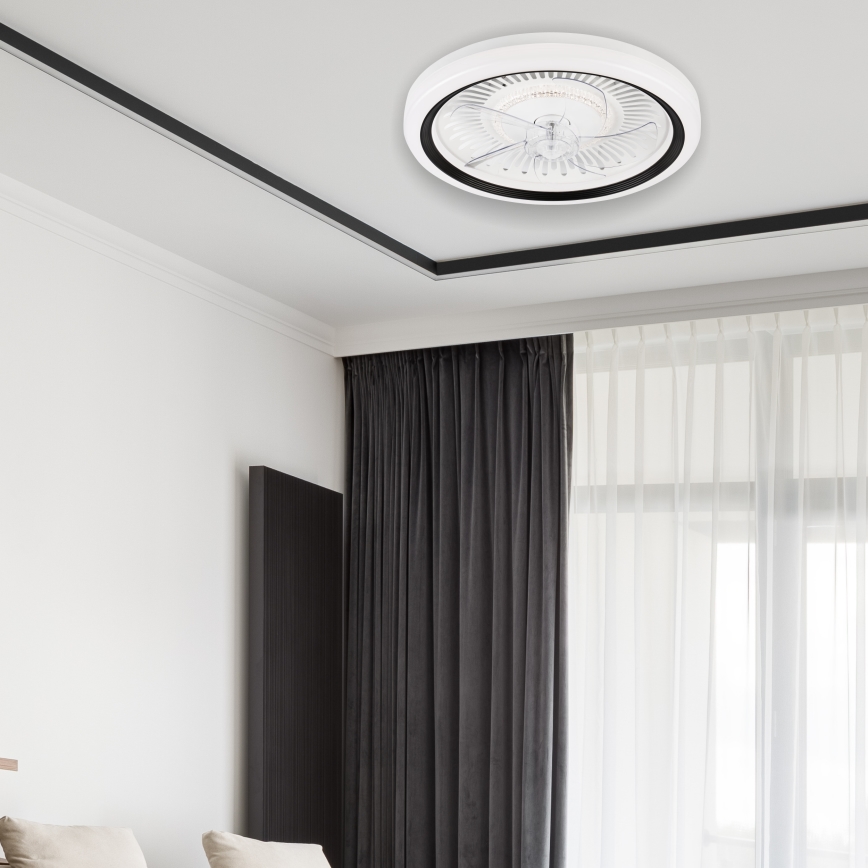 Iluminação de teto LED com regulação e ventoinha GEMMA LED/37W/230V branco + comando