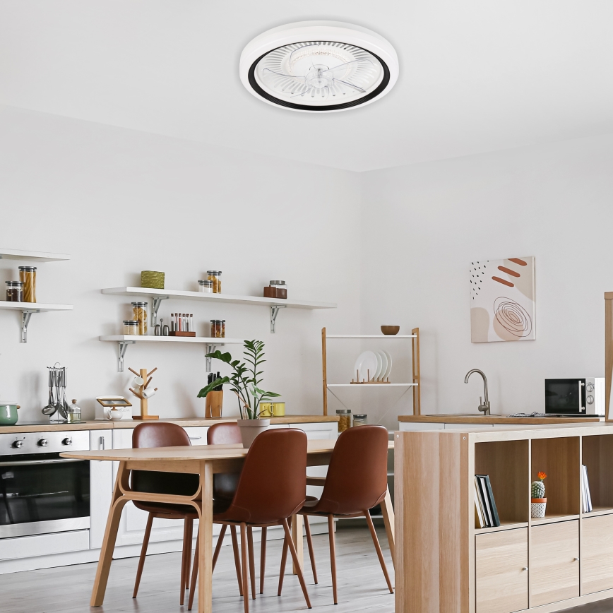 Iluminação de teto LED com regulação e ventoinha GEMMA LED/37W/230V branco + comando