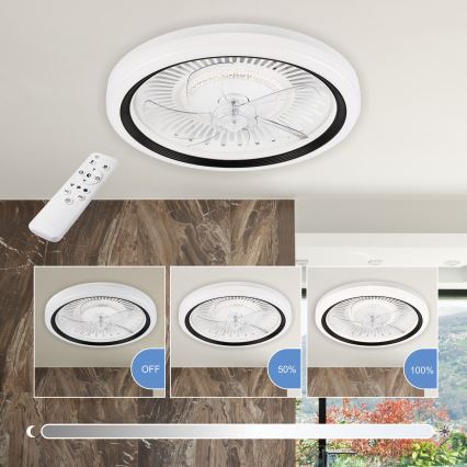 Iluminação de teto LED com regulação e ventoinha GEMMA LED/37W/230V branco + comando