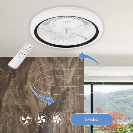 Iluminação de teto LED com regulação e ventoinha GEMMA LED/37W/230V branco + comando