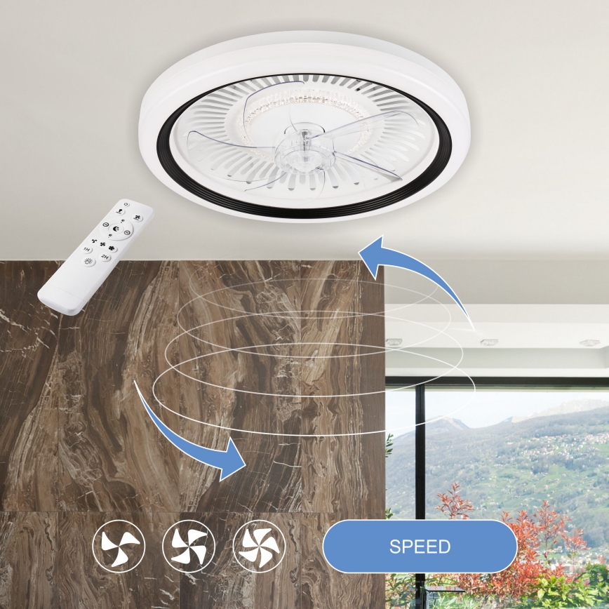 Iluminação de teto LED com regulação e ventoinha GEMMA LED/37W/230V branco + comando